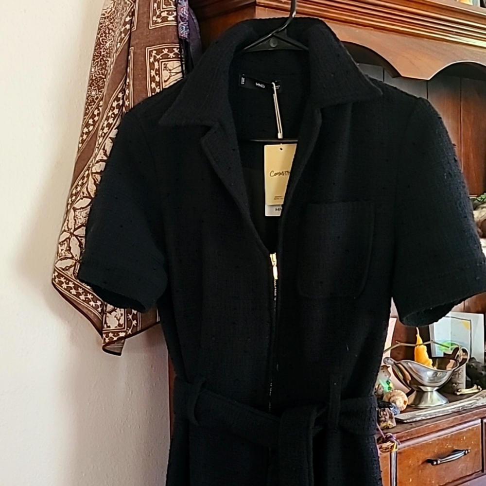 Mango MNG Black Belted Jumpsuit